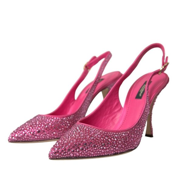 Dolce & Gabbana Shoes - Dolce & Gabbana Pink Slingbacks Crystal Pumps Shoes/EU39/US8.5/Pink